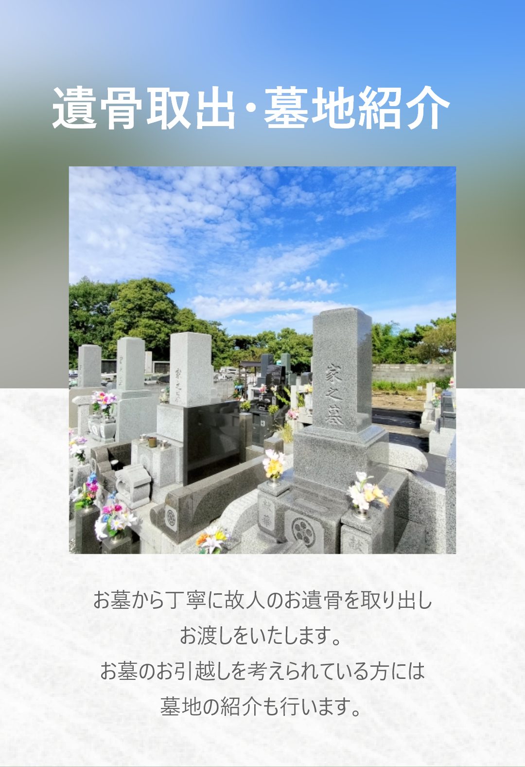 遺骨取出・墓地紹介